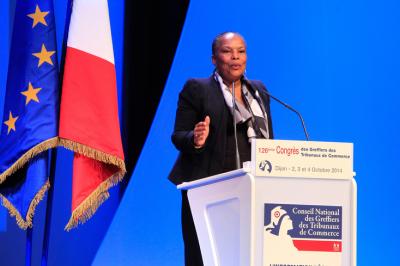 Madame Christiane Taubira, Garde des Sceaux, Ministre de la justice devant le 126ème Congrès des greffiers à Dijon 